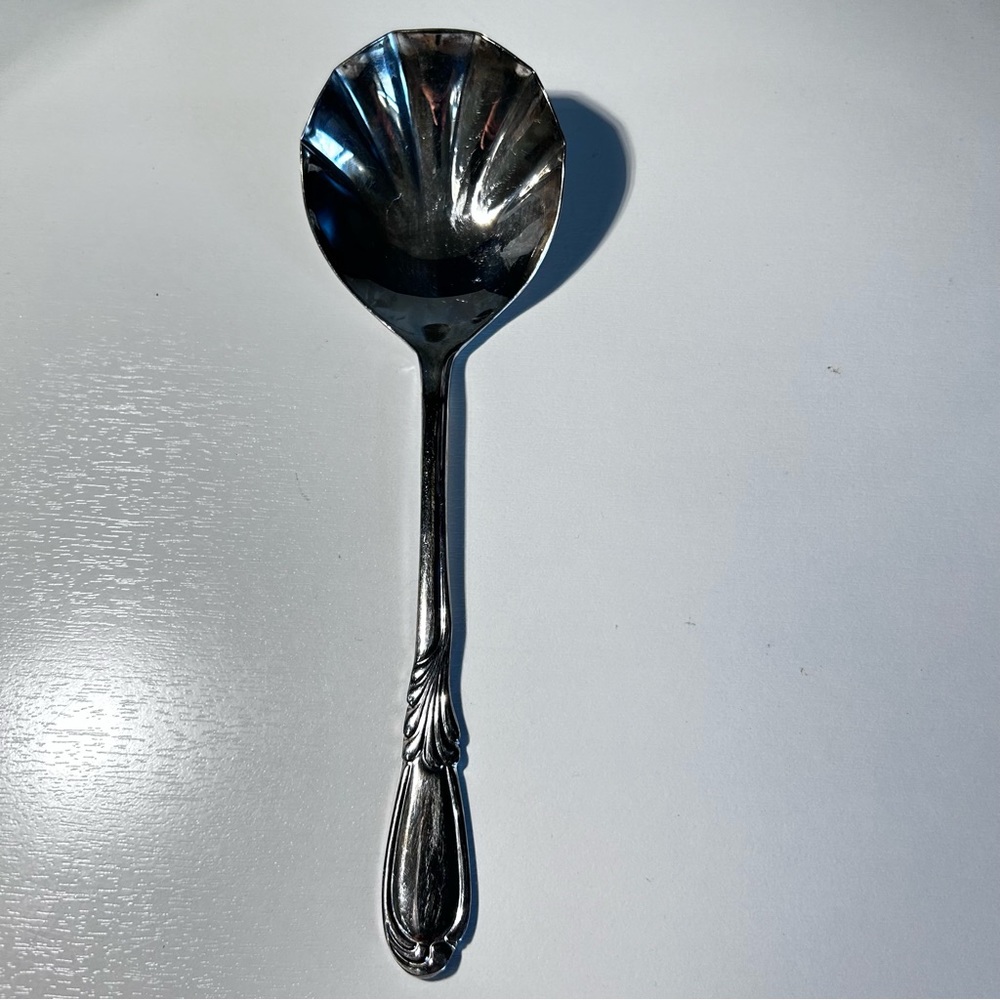 Retroneu Korea Stainless Serving Spoon Flatware Intricate Ornate Design